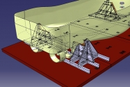 460ton Tug 3D model Aft view - Wireframe