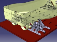 460ton Tug 3D model Aft view - Wireframe