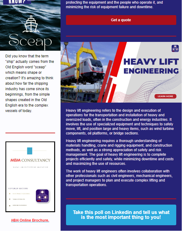 Heavy lift engineering newsletter sample