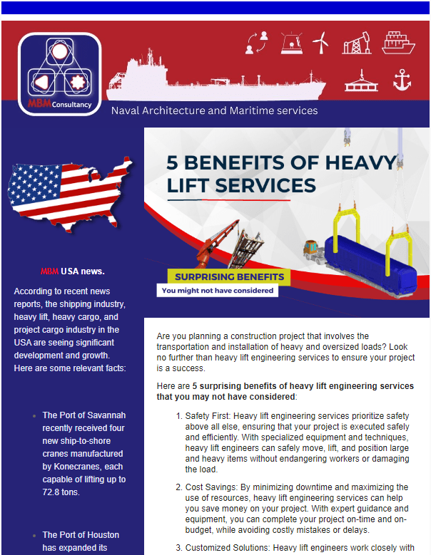5 Benefits of heavy lift services. Newsletter cover and hero image sample