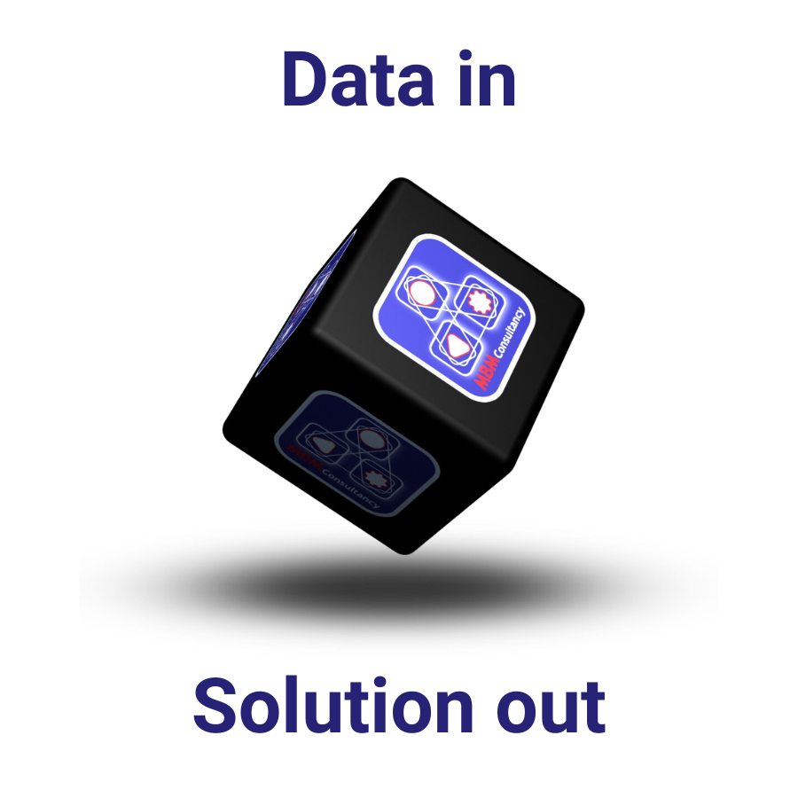 MBM spinning logo cube, data in solution out