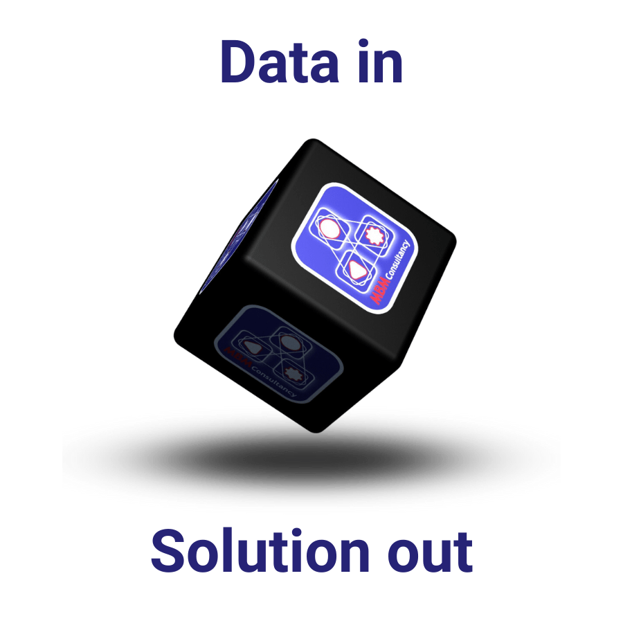 MBM spinning logo cube, data in solution out